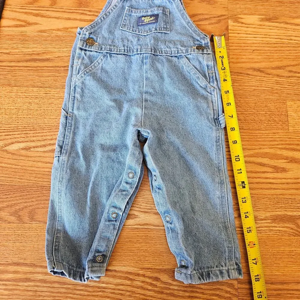 Vintage OshKosh B'gosh Baby Light Blue Denim Overalls Size 24 M 100% Cotton